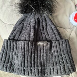 Lululemon Black Knit Beanie with Pom